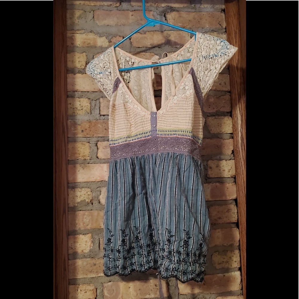 Free People lace embroidered tie top
